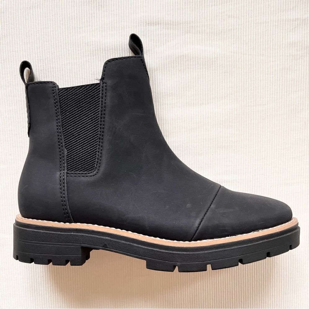 Toms Womens Chelsea Ankle Booties Leather Low Heels Walk Casual Career Black 8